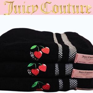 Juicy Couture Home Cherry Embroidery Oversized Plush Bath Towel Set